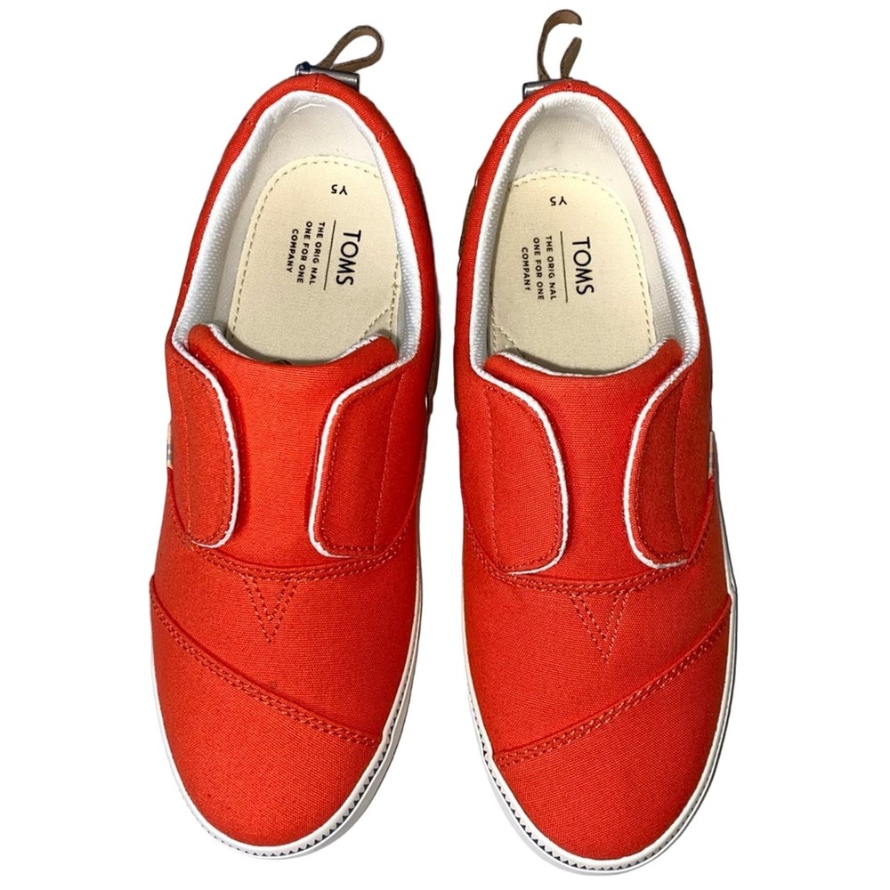 Toms Pasadena Slip On Shoes Youth Girls Size 5 New In Box Red Canvas Shoes